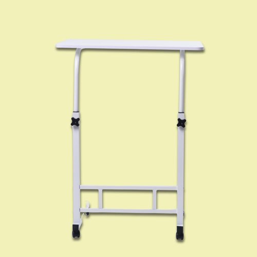 Japard Mobile Standing Desk - Adjustable Rolling Computer Table for Bedside | 35.4" White