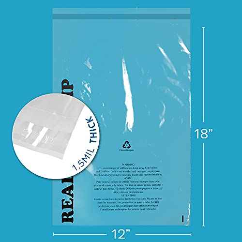 GPI - 100 Count 12" X 18" Clear Self Seal Poly Bags - 1.5 Mil Extra Large Peel & Seal Polybags with Permanent Adhesive Strip & Suffocation Warning for Packaging & Shipping T Shirts & Clothing.