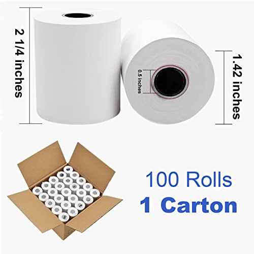 SJPACK Thermal Receipt Paper 2 1/4" x 50' Pos Receipt Paper, Cash Register Roll, 100 rolls