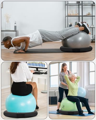 YOTTOY Balance Ball Chair with Base (Black) – Exercise Ball Ring & Yoga Chair for Office