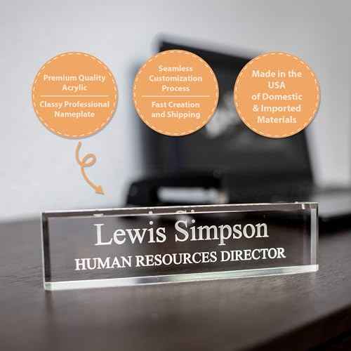 SignsByLITA Personalized Acrylic Desk Name Plate 2" x 8" - Office Desk Accessories D?cor