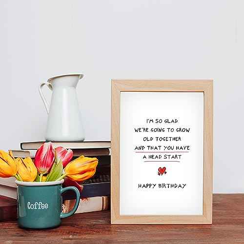 Funny Birthday Card for Husband Wife, Romantic Birthday Card for Boyfriend Girlfriend, Happy Birthday Cards for Him Her, ¡¯We're Going to Grow Old Together and That You Have a Head Start¡¯