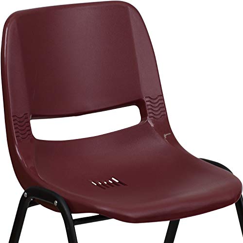 Flash Furniture HERCULES Series 880 lb. Capacity Burgundy Ergonomic Shell Stack Chair with Black Frame