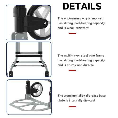 KEQIKAI Folding Hand Truck 200LBS Capacity - Aluminum Dolly Cart with Telescoping Handle, Collapsible Utility Trolley for Moving Luggage Grocery Shopping & Airport Travel