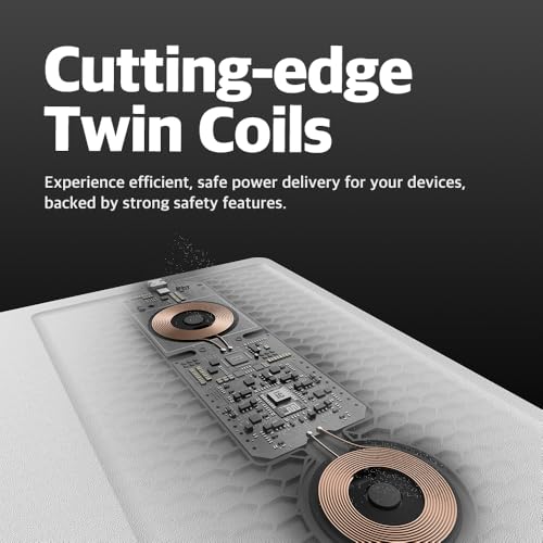POUT H3 PRO Dual Qi Wireless Charging Mouse Pad ? Dual Fast Wireless Chargers for Smartphones and Earbuds ? Smooth Surface with Anti-Slip Base for Home and Office Use (Polar White)