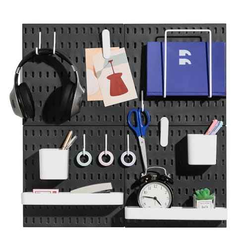 Keepo Pegboard Combination Kit, Pegboards and Accessories Modular Hanging for Wall Organizer, Crafts Organization, Ornaments Display, Nursery Storage, Wall Peg Board (Black, 22¡ȡ¿22¡È)