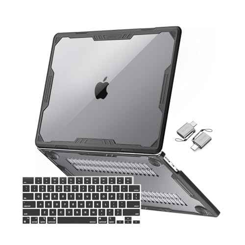 MOSISO Compatible with MacBook Air 13 inch Case 2025-2022 M4 A3240 M3 A3113 M2 A2681, Symmetric Geometric Heavy Duty Hard Case with TPU Bumper&Keyboard Skin&Type C for MacBook Air 13.6, Black