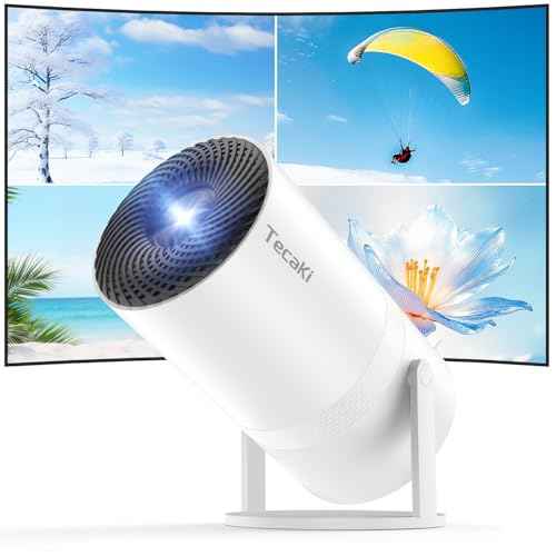 [Two-Way Bluetooth 5.2] Mini Portable Projector 1080P HD Multi-Angle Projection, Tecaki Smart Projector with 180¡ÆRotatable Mount Auto Keystone Correction Long Lens Life (White2)