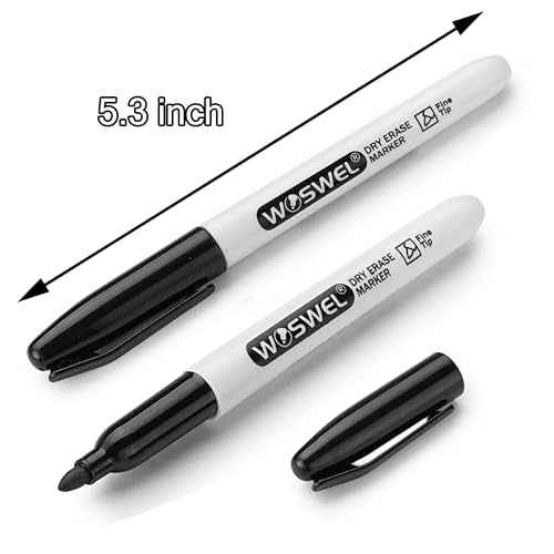 Dry Erase Markers,24 Pack Black Fine Tip Whiteboard Markers, Round Point Low Odor Dry Erase Marker for School Office and Home