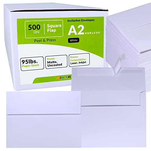 Winlyn 500 Pcs A2 White Invitation Envelopes Self Seal RSVP Mailing