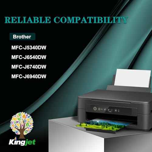 Kingjet Compatible LC402XL Ink Cartridges for Brother Printer Replacement for Brother LC402XL LC402 LC402 XL for Brother MFC-J5340DW MFC-J6540DW MFC-J6940DW Printer, 4 Pack(BK/Y/M/C)