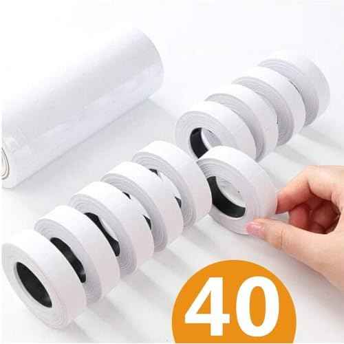 16,000 Pcs 2 Line Refill Price Marking Labels Stickers for MX6600,MX6602,YH689 & Most Other 2 Line Price Gun,40 Rolls with 3 Discount Stickers,2 Gloves and 4 Ink Rolls, Ideal for Retail, Shop (White)
