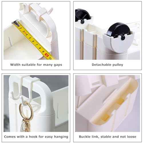 3.54 Slim Storage Cart Durable Bathroom Organizer Slide Out Storage Cart Rolling Utility Cart Slide Out Organizer Narrow Shelf Rack for Kitchen Bathroom Study Office