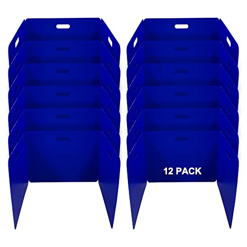 Privacy Shields 12 Pack Blue Durable Easy Carry Plastic Desk Dividers-Easy to Disinfect Classroom Dividers-Portable Divider-Re-usable Privacy Divider
