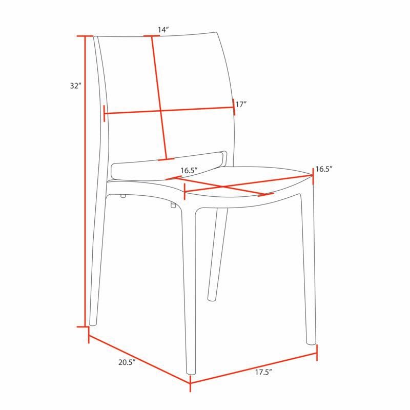 Niche Terrace White Plastic Outdoor Stackable Chair Set of 4