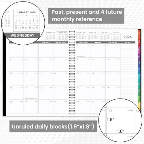 2026 Monthly Planner - JAN 2026 - DEC 2026 Planner/Calendar,12 Monthly Planner with Contacts & Passwords, 8.5" x 11" Planners 2026, Colorful Tabs, Thick Paper, Black