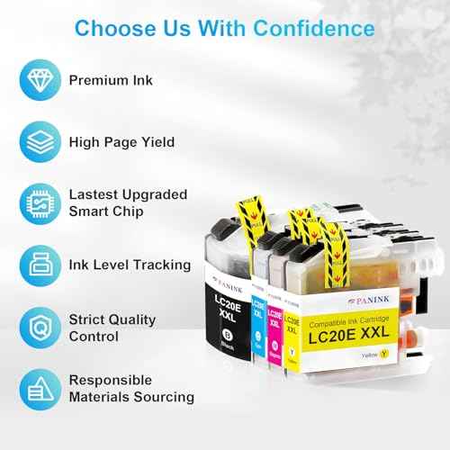 Compatible LC20E XXL Ink Cartridge Replacement for Brother LC20E XXL LC20EXXL High Yield Ink Cartridges for MFC-J5920DW MFC-J775DW MFC-J775DW XL MFC-J985DW MFC-J985DW XL Printer (4 Pack)
