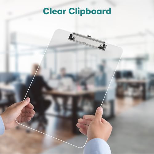 Juvealoe A4 Plastic Clipboard 8.5 x 11 Clear Clip Board 2 Pack - Clear / 2