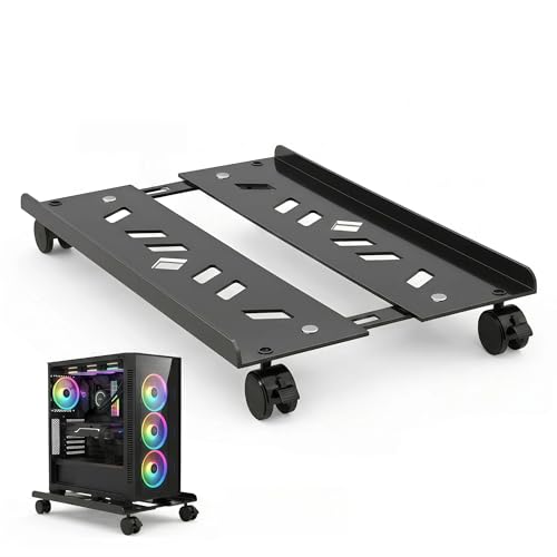 BoundlesEcho Large Computer Tower Stand, 8.07–10.63 in Width, 19.29 in Length, 4-Caster Swivel CPU Carriage