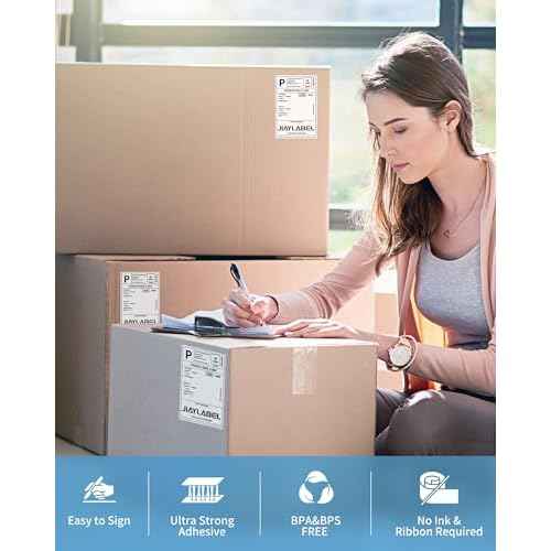 4x6 Thermal Shipping Label Paper for Thermal Label Printer USPS UPS Address Mailing Stickers Big Packing Fanfold White 500 Labels/Stack,4 Stacks, Total 2000PCS