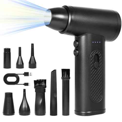 KozyOne Compressed Air Duster, 130000RPM Electric Air Duster with LED Lighting,Rechargeable Air Blower, Cordless Compressed Air Duster for PC, Keyboard, Car, Outdoor