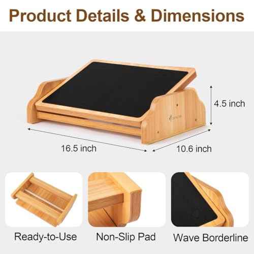StrongTek Ergonomic Rocking Foot Rest for Under Desk, Adjustable Foot Stool with Non-Slip Surface, Three Positions for Comfort & Stability, Enhances Posture & Circulation, Ideal for Office & Home Use