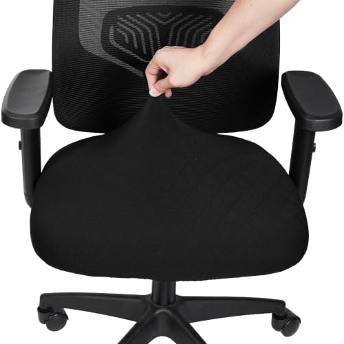 Melaluxe Stretch Jacquard Office Chair Cover - Black, Removable Washable Slipcover for 15-21 in Seat, 1.3-2.5 in Thick