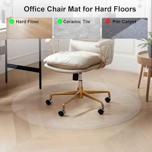 Office Chair Mat for Hard Floors,36"x36" Desk Mat Comfortable and Non-Skid Office Chair Mat Protect Your Floors from Damage,Easy Glide Rolling Plastic Floor Mat for Work,Home