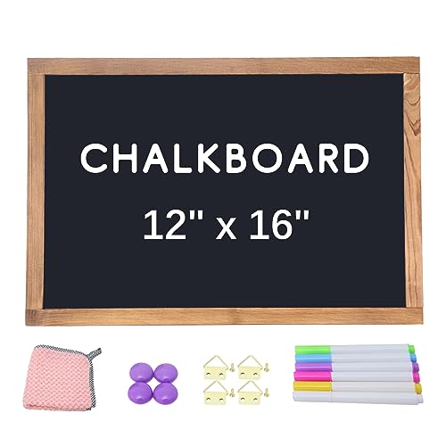 Magnetic Chalkboard 12'' x 16'' Hanging Framed Wall Chalkboard, Wood Frame Board Sign Blackboard for Kids, Home, Office, Restaurant