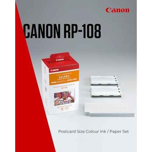 Canon RP-108 Color Ink/Paper Set, Compatible with Selphy CP910/CP820/CP1200/CP1300/CP1500