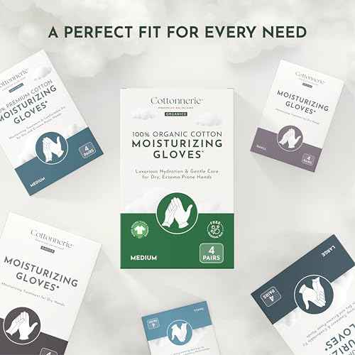 4 Pairs Cottonnerie Organic Cotton Gloves for Dry Hands Sleeping, Moisturizing Gloves Overnight, Hand Moisturizer Gloves, Moisture Gloves for Dry Hands Overnight, Sleeping Gloves, Small