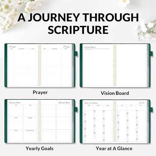 2026 Christian Planner - 12 Month Bible Journal and Prayer Planner 9"x11.2" Spiral Bound, Monthly & Weekly Christian Organizer Gifts for Women Men (Pacific Green)