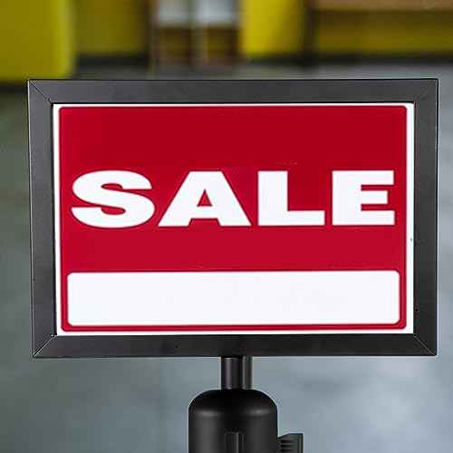 Kigley 2 Pack Stanchion Sign Holder Portrait Top Stand Poster Landscape Display 8.5" x 11" Paper Size Double Sided Sign Frame with Cover for Crowd Control Sentry Stanchions Queue Barrier, Black