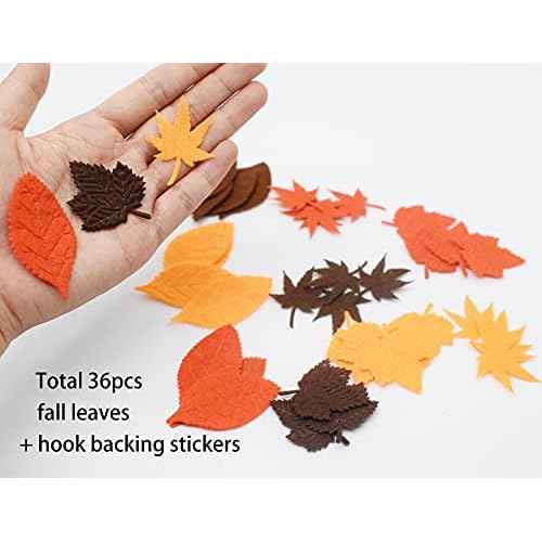 36pcs Fall Leaves Icons for Felt Letter Board Decoration Thanksgiving Felt Board Decor Accessories (Board Not Included)