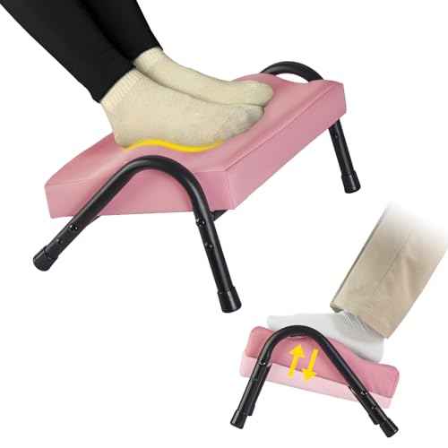 Foot Rest for Under Desk at Work,Ergonomic Foot Rest for Office Use, Heights,Relieving Pain in Lower Back, Hip, Knee (Leather Pink)