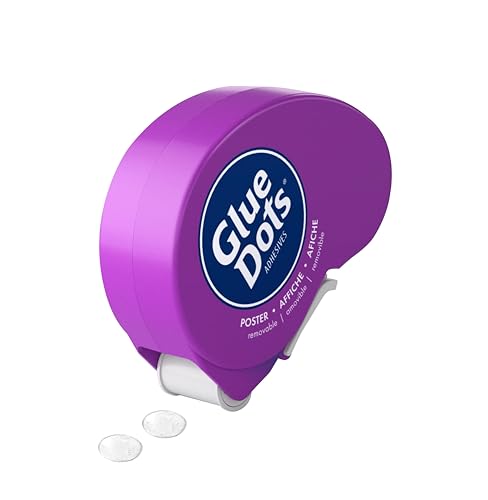 Glue Dots .375" Poster Dot Dispenser - 200 Clear Removable Adhesive Dots, Pack of 1