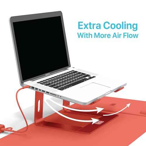 BLACK+DECKER Laptop Stand for Computer Desk, Ergonomic Laptop Stand for Desk, Lap top Riser Compatible with MacBook Notebook, Lap top Holder, Durable Aluminum Computer Riser Accessories, Coral Rose