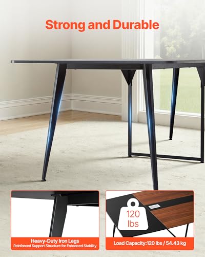 VEVOR 8 FT Boat Shaped Conference Table for 10 Persons, Modern Office Meeting Desk with Metal Legs, Black & Brown