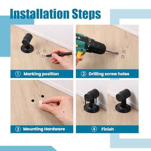 2 Pack Heavy Duty Floor Mounted Door Stop 3 in Aluminum Commercial Grade Door Stopper with Rubber Bumper & Stainless Steel Screws, Black