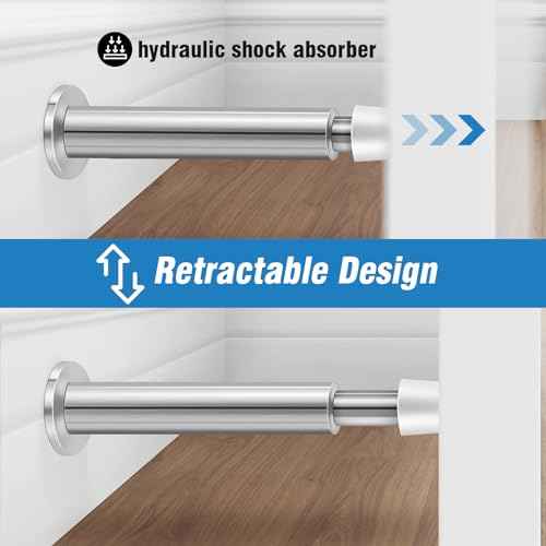 KOLAKO Door Stops, 20 Pack Spring Door Stop, 4.4 Inch Door Stoppers for Wall, Long Doorstop with Rubber Bumper, Baseboard Door Stopper for Bottom or Top, Silver