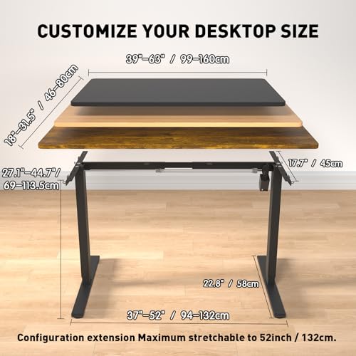 Standing Desk Frame, Electric Adjustable Legs with Memory Presets, Stand Up Desk Frame Workstation, with Cable Management Tray, 4pcs Headphone Hook, for Home Office
