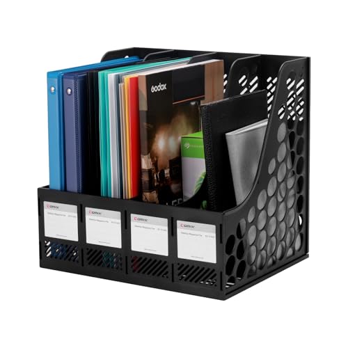 Comix Magazine File Holder 4-Compartment Desk Organizer Black - Large-4