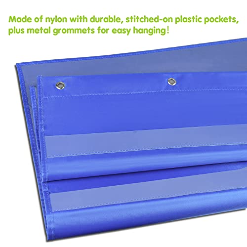 EAMAY Standard Pocket Charts, Clear 10 Pocket Chart for Teacher Lessons in a Classroom or Home Use ? Fits Standard 3¡± Sentence Strips and Word Cards, Blue