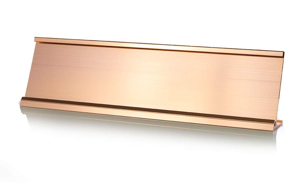 2" x 10" Aluminum Office Desk Nameplate Sign Holder (Rose Gold) 1 Pack