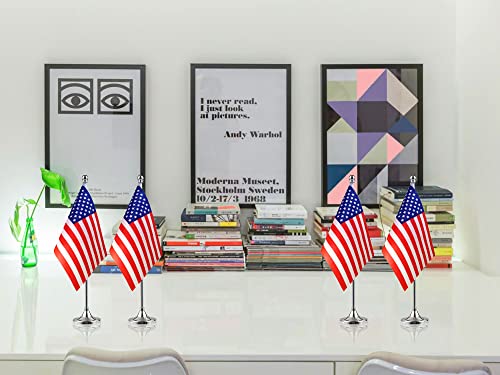 USA Flag Desk Flags 2 Pack with Stand Small Mini Table Decorations