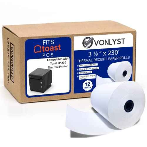 Thermal Printer Paper Roll for Toast TP200 Receipt Printer Point of Sale (12 rolls)