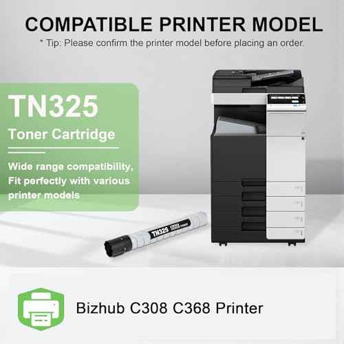 1 Pack TN325 Black Toner Cartridge : TN-325 High Yield Replacement for TN 325 Toner Cartridge for Konica Minolta Bizhub C308 C368 Printer | Each 25,000 Pages , A8DA030