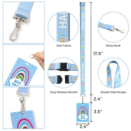 Ceiba Tree Boho Hall Pass Lanyards with Breakaway Safety Buckles – Set of 6 for Classroom & School Use