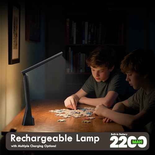 WILIT Foldable Rechargeable Desk Lamp with Torch Light ? Battery Operated Lamp for College Dorm Room, Portable Small Table Lamp for Home, Office, Bedside, Classroom, Reading, Nail, Craft