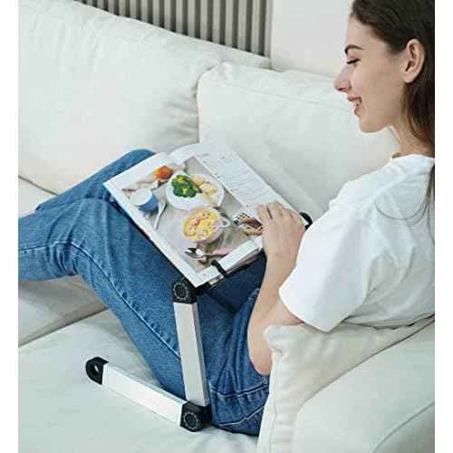 MNKXL Extra Large Book Stand Adjustable for Bed Sofa, Multifunctional Laptop Holder with Page Clips, Ergonomic Multi Heights Angles, Cooking Stands Heavy Textbook Portable, Black, 19.5 x 10 inches